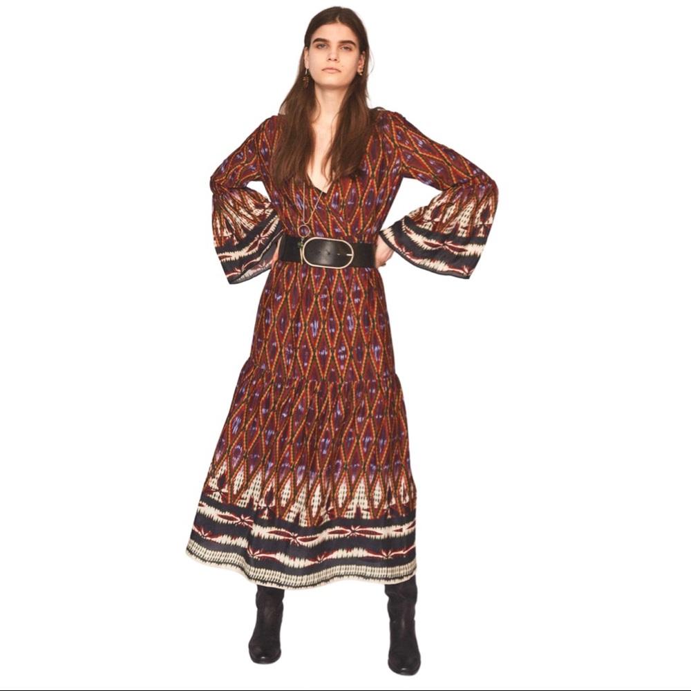 Vanessa Bruno Melissandre tiered printed dress, long, boho, silk blend